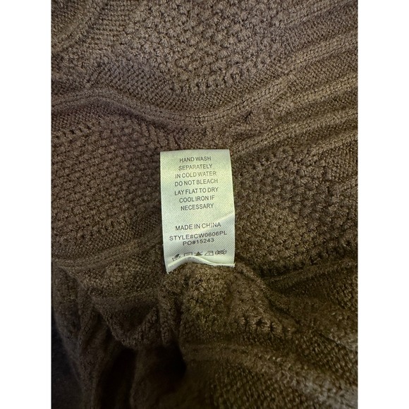FATE Cable Knit Sweater Brown Plus Size 1XL Hooded Cozy Casual Relaxed - Picture 6 of 6